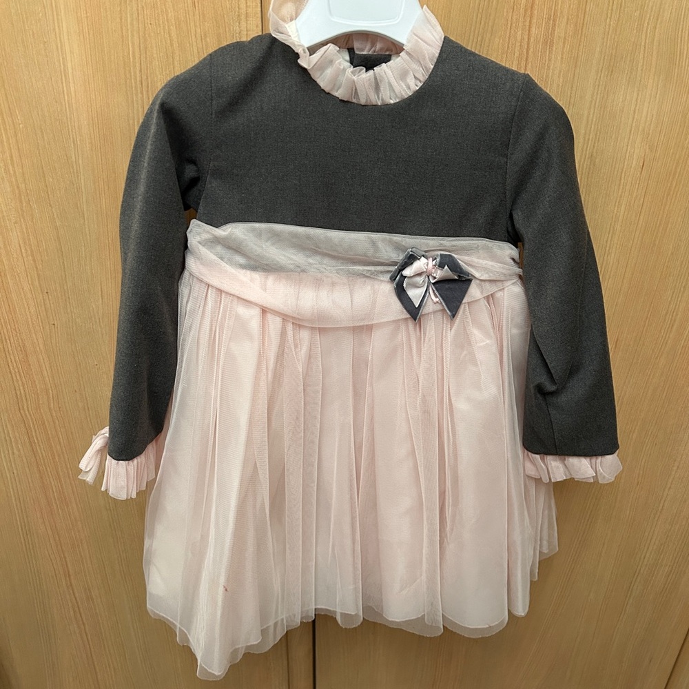 Charming Pink and Gray Kids Dress